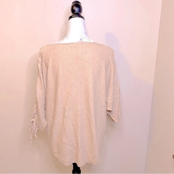 NWT Max Studio Lightweight Dolman Ruched 3/4 Sleeve Sweater Wheat Color Size M - Picture 8 of 14